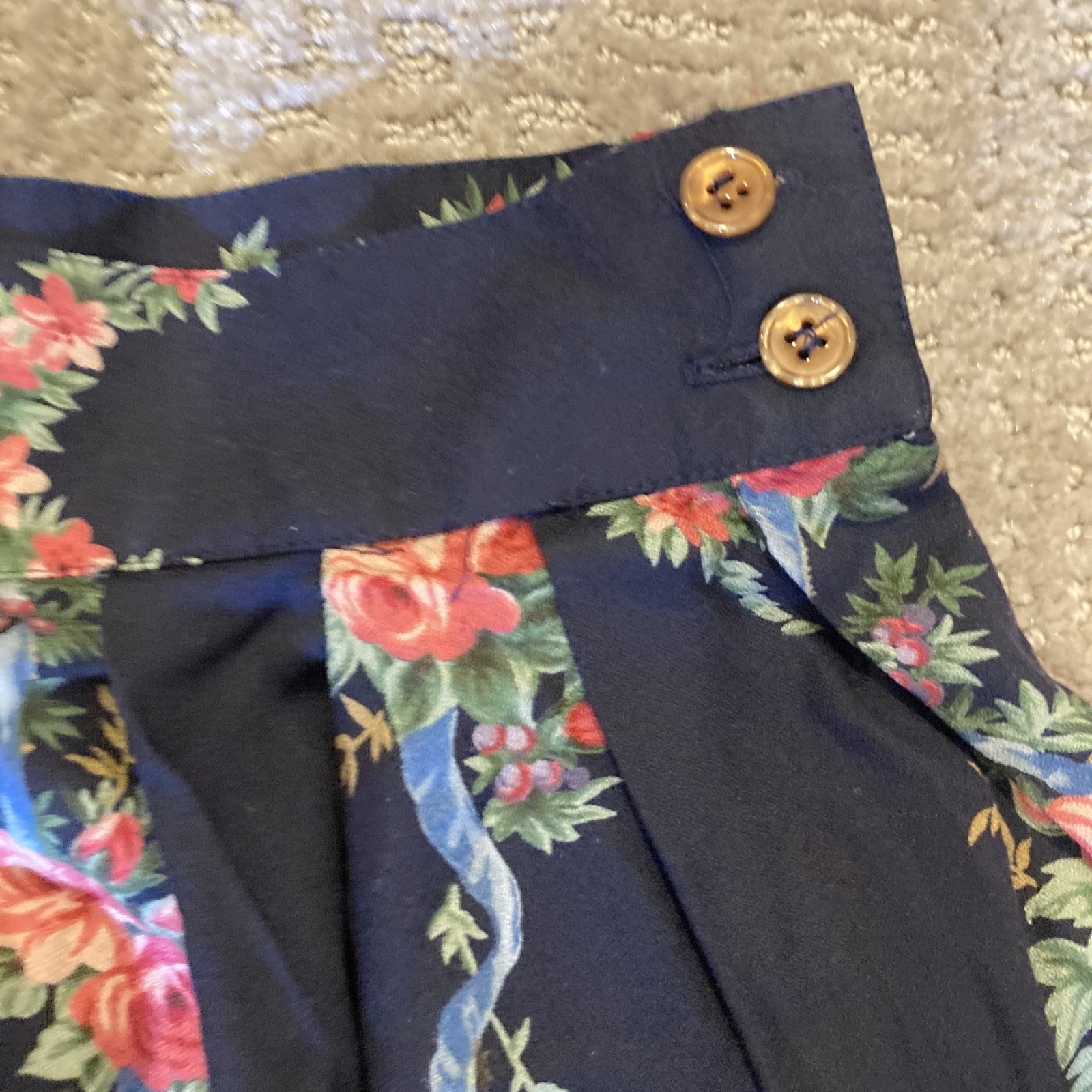 Vtg Herman Geist Floral Skirt Cottage Core Romantic Festival 27” Waist 34” Long