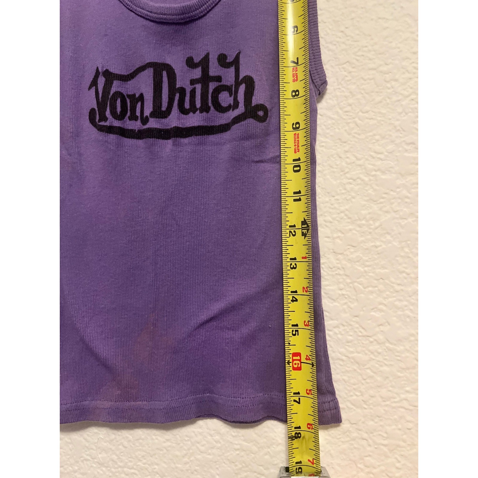 Vintage Von Dutch Purple Ribbed Tank Top Y2K Logo Shirt Womens Medium Fits Small