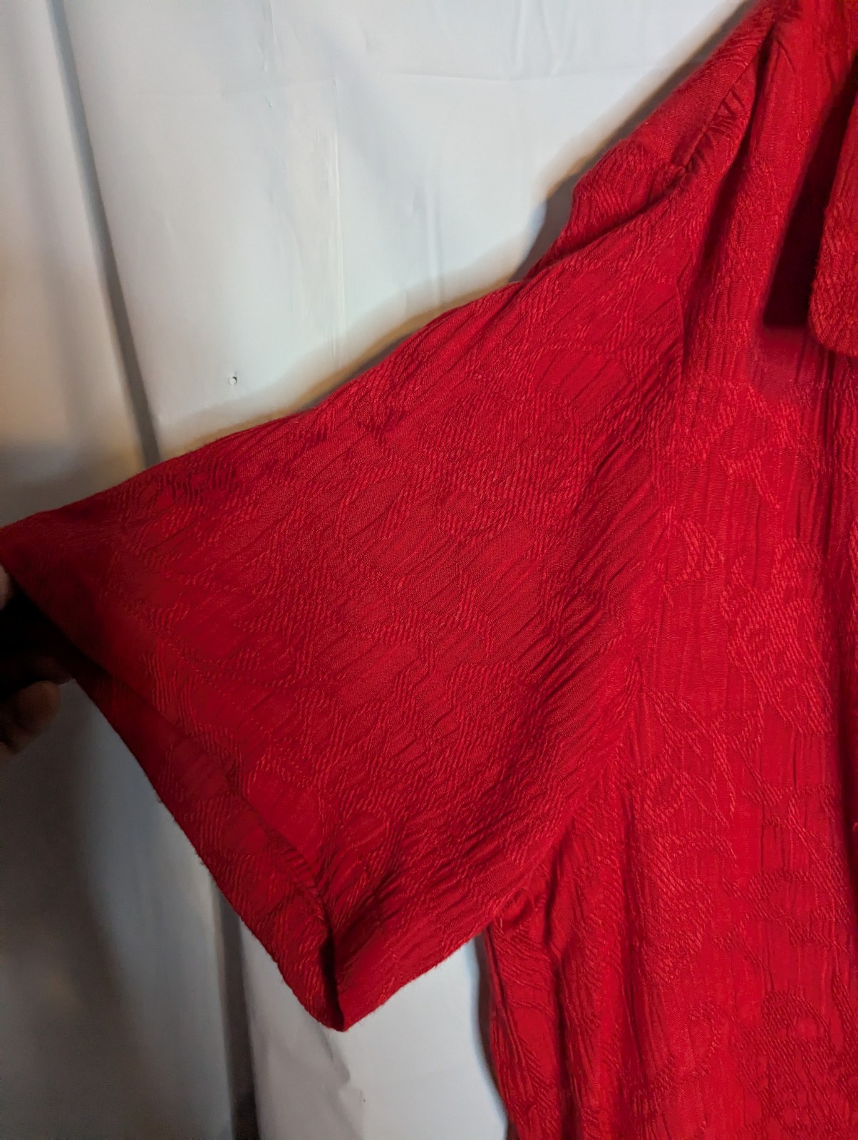 VTG Studio 1940 Red Lace Collar Mother Of Pearl Button Top Sz 18/20 Retro 80s