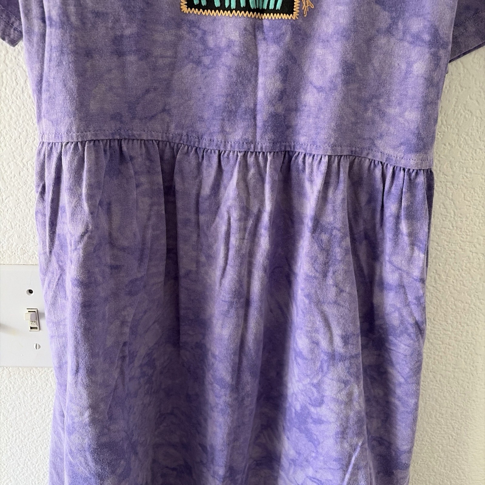 Vintage Cactus Bay by Lynée Tie-Dye Purple Flower Long Maxi T-Shirt Dress Size M
