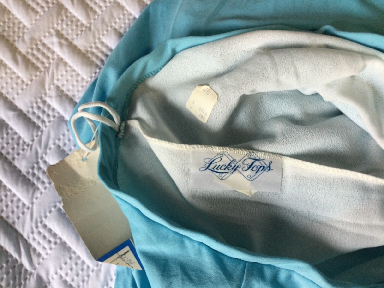 Vtg 70s LK Lucky Tops Knit Blue Flared Skirt Size Small