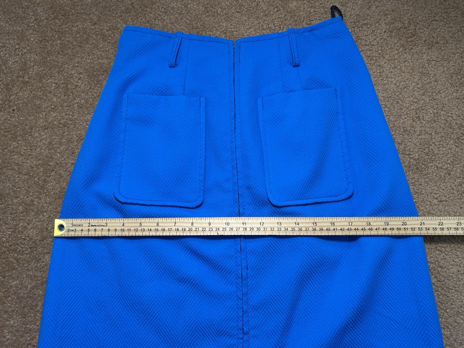 Vintage 1970s Terry Chicago Cobalt Blue Maxi Skirt Talon Zipper Herringbone M/L?