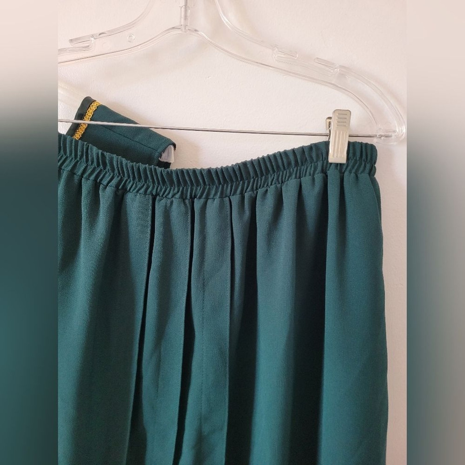 Vintage F.A.D. Emerald Green 2 Piece Skirt Set Retro Grandma Pleat Plus Size 2X