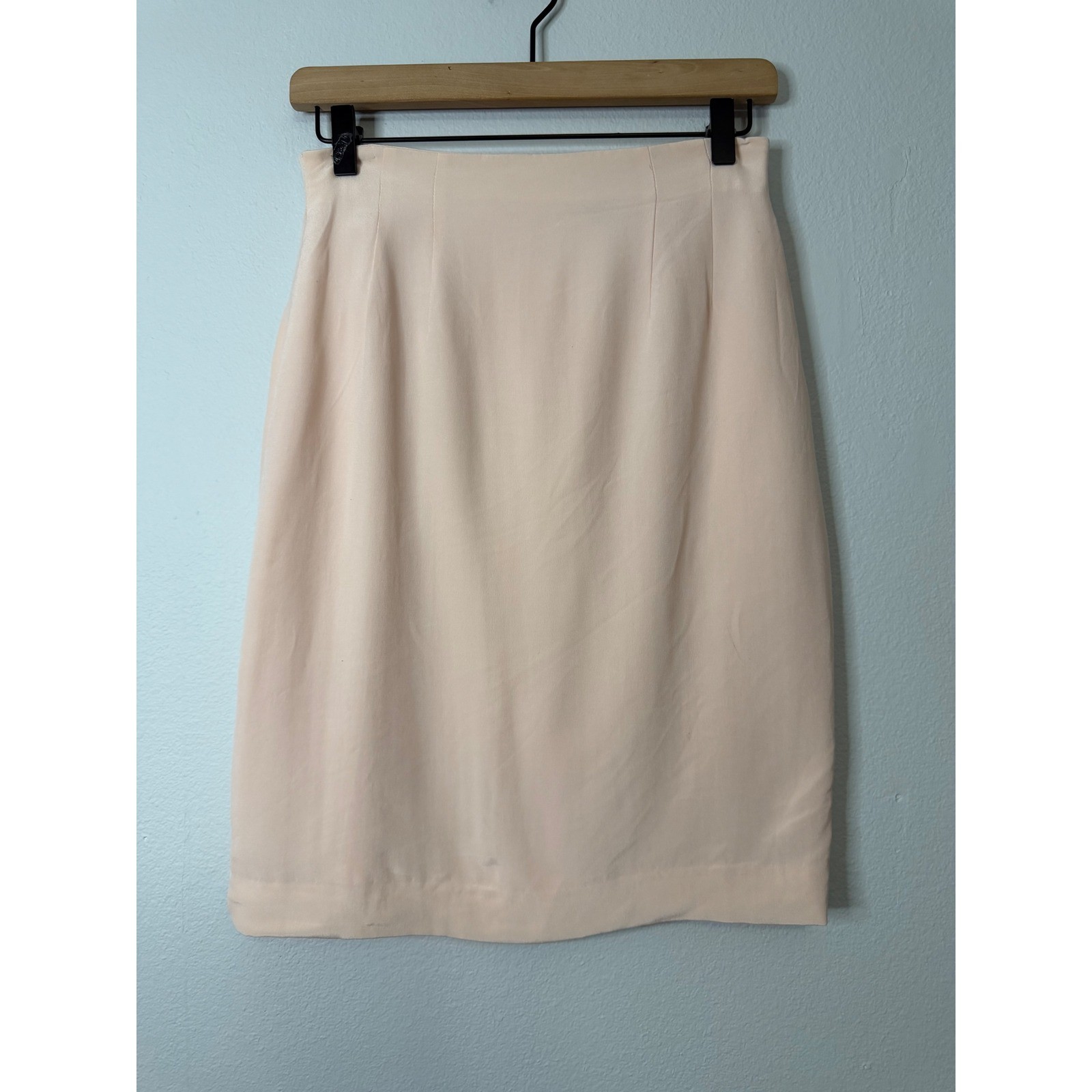 Vintage Chaus – Silk Blush Pink Petite Pencil Skirt Feminine Classic Old Money
