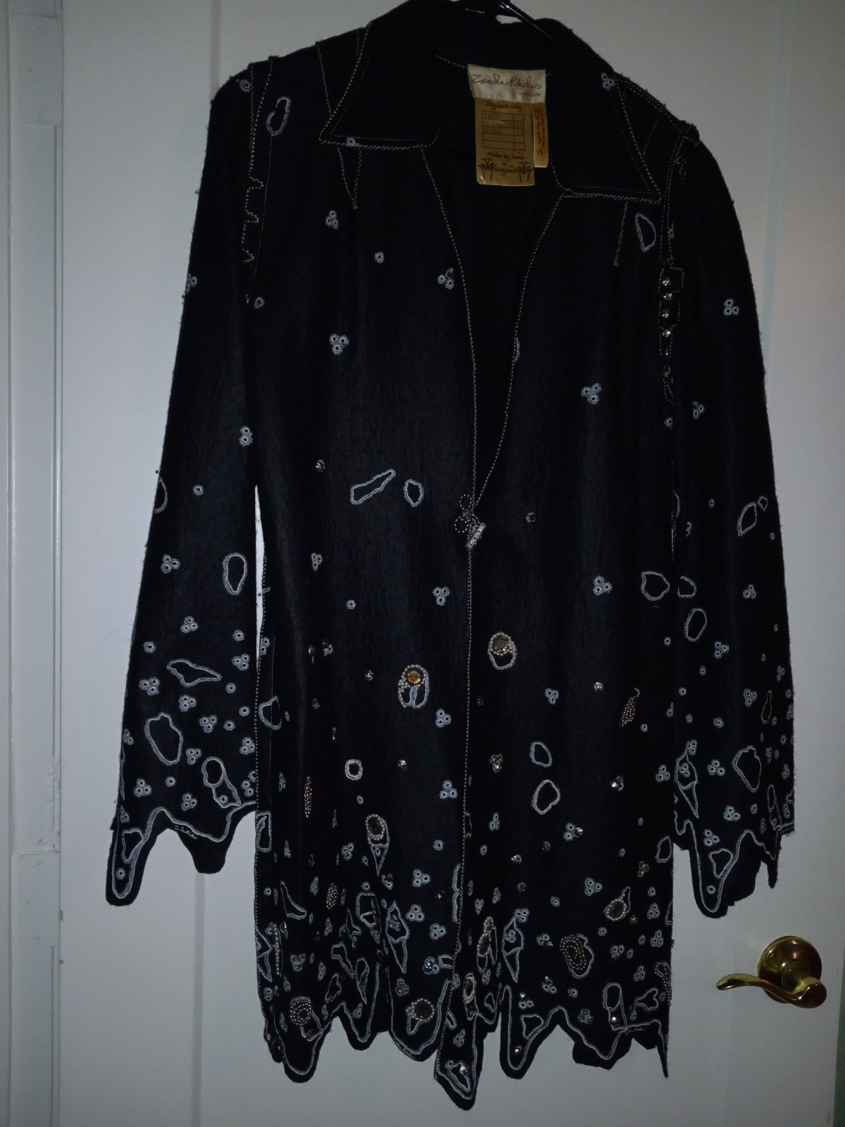 Vintage Zandra Rhodes Couture Black Felt Embellished Jacket Handmade England M