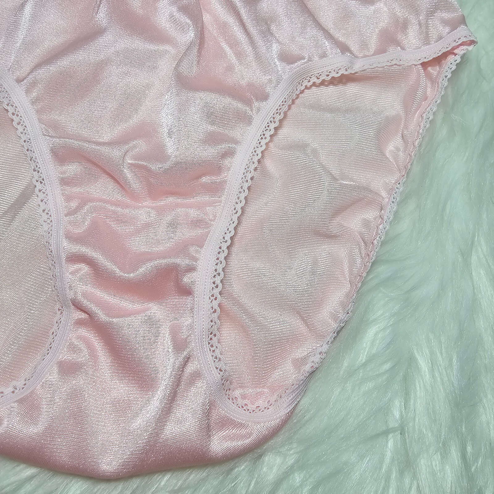 Vintage Silky Pink Panty 100% Nylon Sissy Sheer Brief Size 6-7 Hip 35-39″