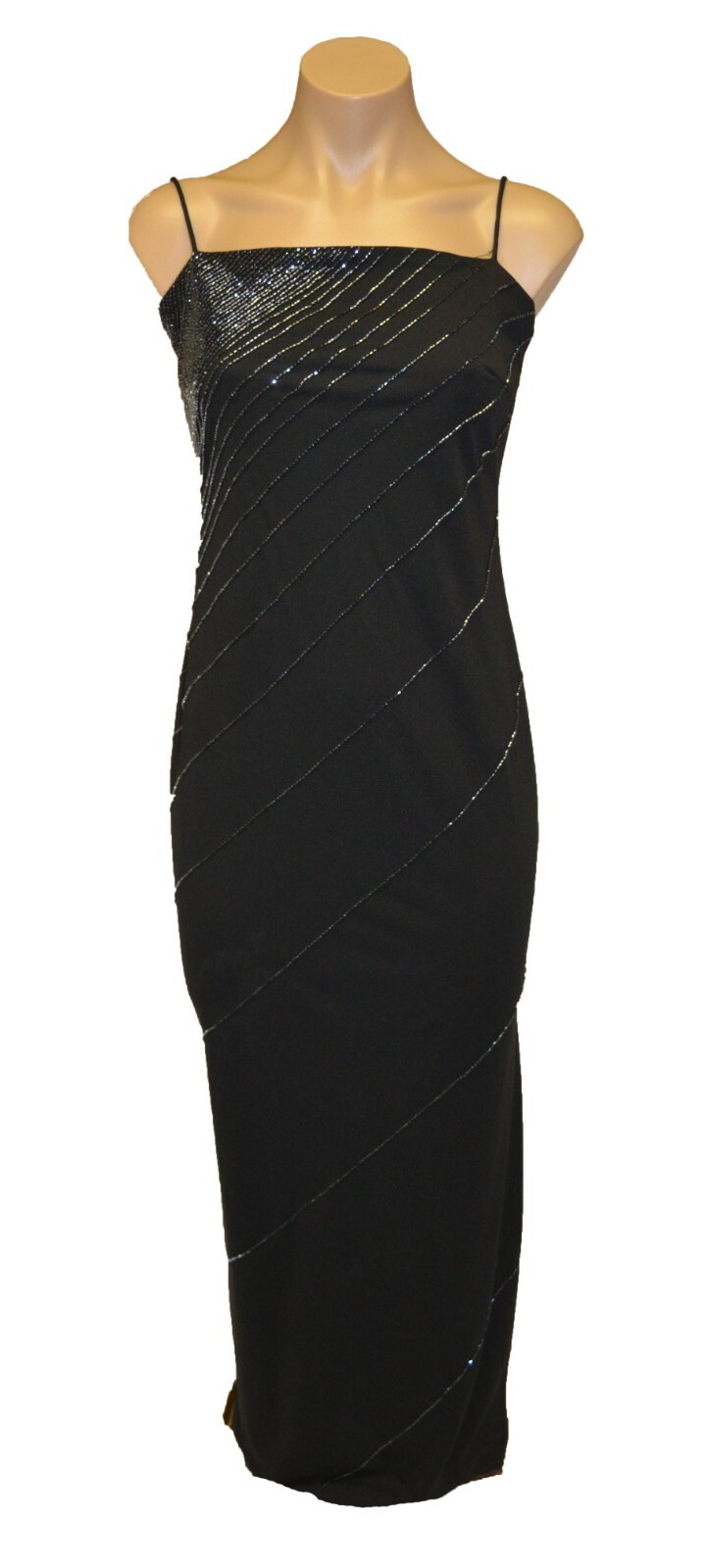 De-Laru by Sheila Yen Vintage 90s Black Beaded Sexy Prom Party Dress sz 5/6