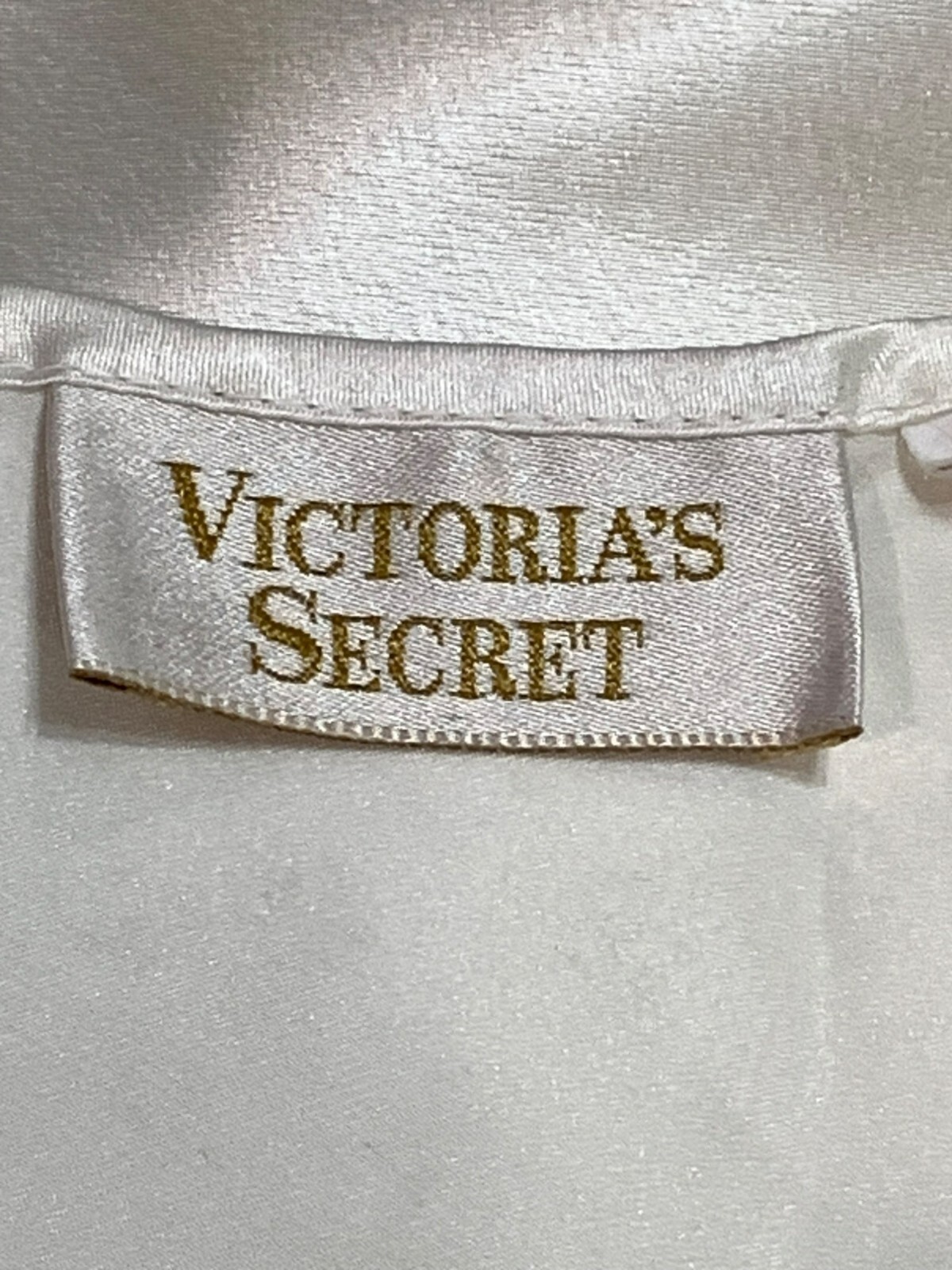 VTG Victoria’s Secret Gold Label Satin Lace Slip Dress S Ivory Chiffon Nightgown