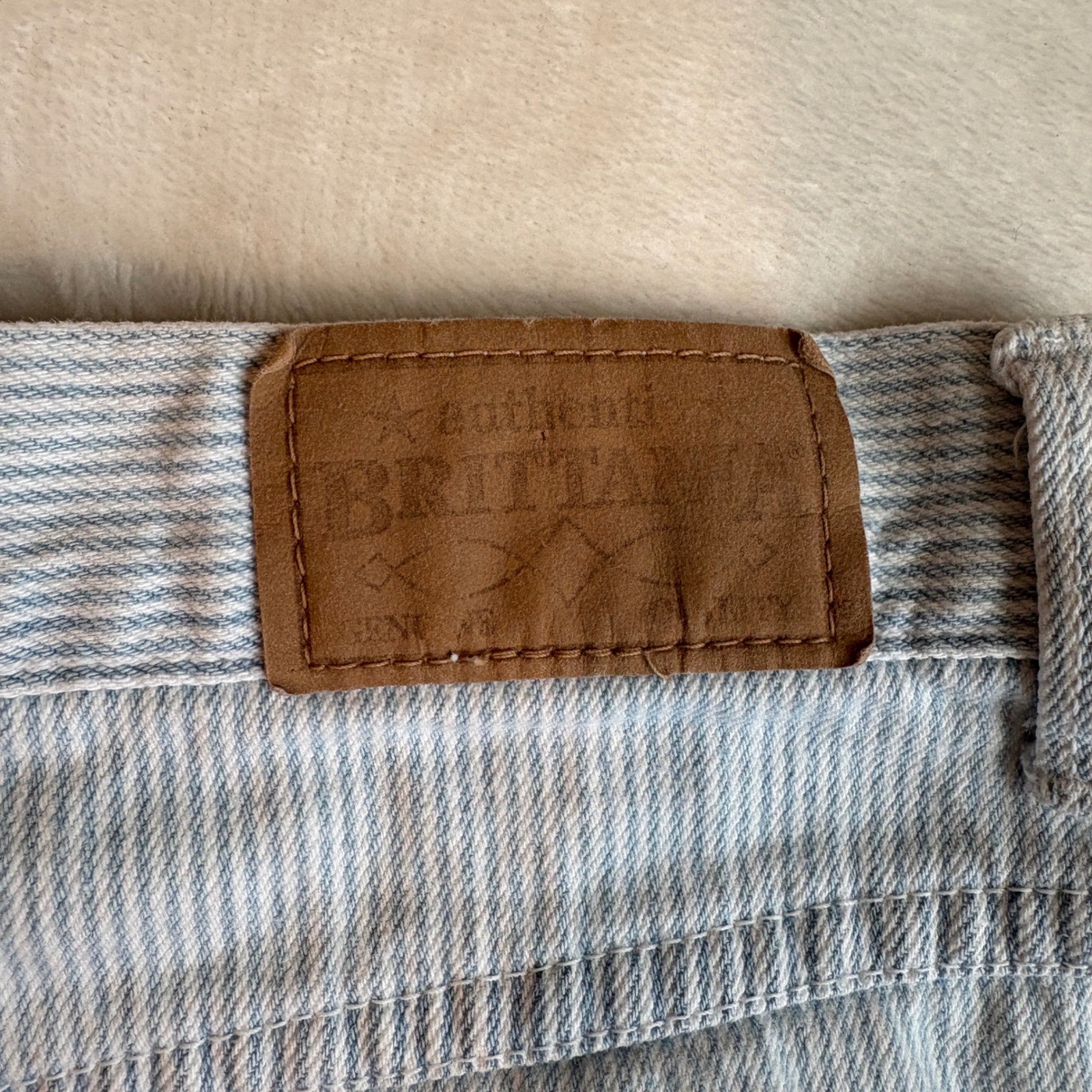 Vintage Brittania Hickory Stripe Denim Shorts Womens 6 High Waist Jorts