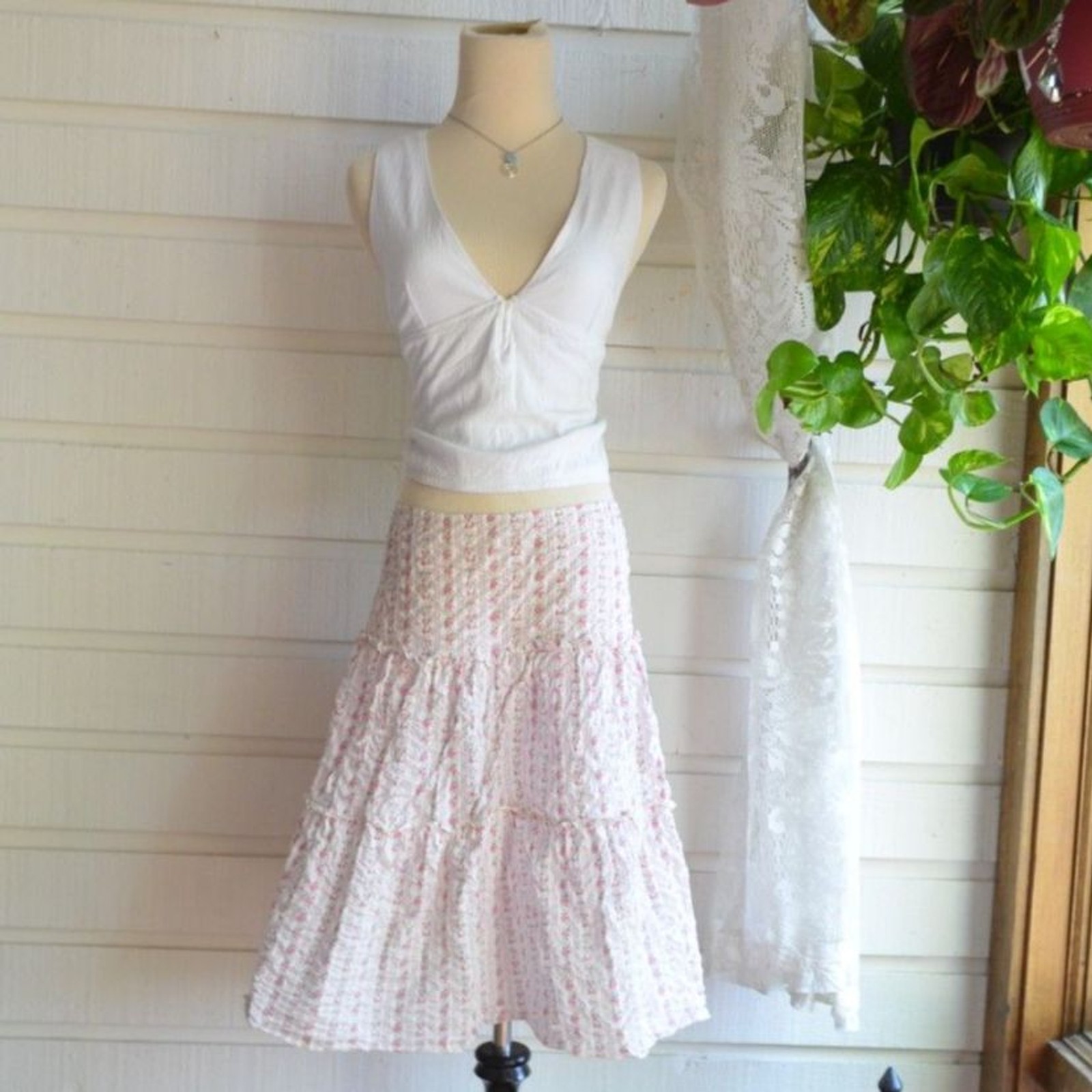 Y2K Mossimo Pink Tiered Ruffle Mini Skirt Boho Coquette – XL