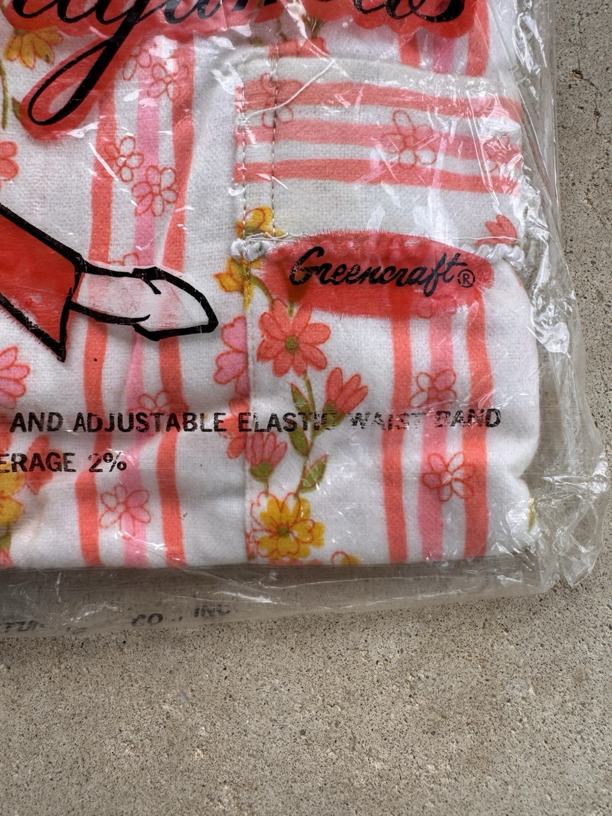 VTG 60s 70s Greencraft Pajamas NOS Deadstock Floral Pink Striped Mod Medium 36