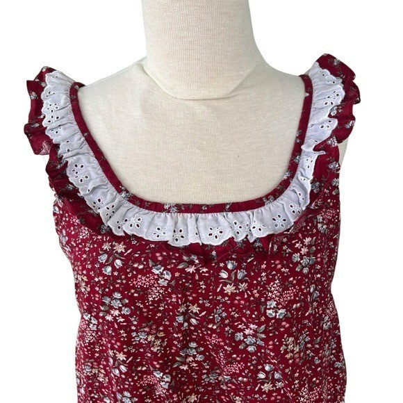 VTG Hilda Hawaii Cottagecore Prairie Maxi Sundress Ruffle Lace Calico Floral Sm