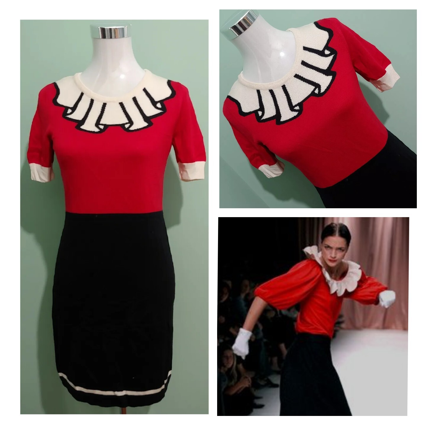 DRESS 90’s MOSCHINO Cheap and Chic „”Olive oyl”” SZ .42-S/M Made in Italy Rare