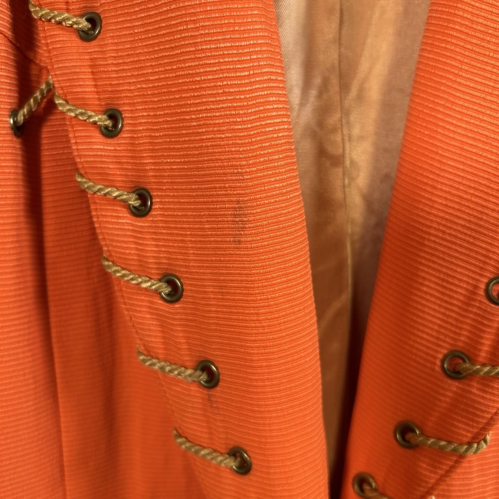VTG 80s/90s CRISCIONE New York Cache Bright Orange Lace Up Blazer Jacket Sz L