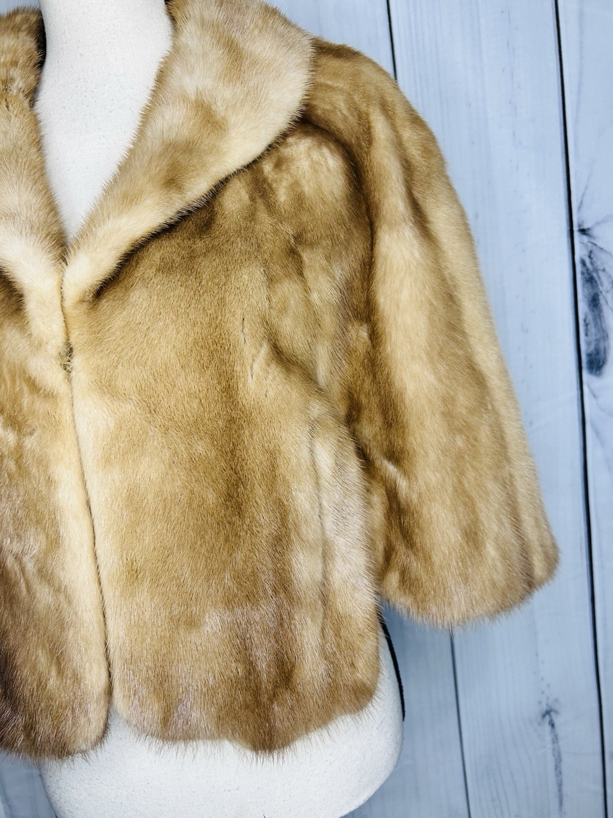 Vintage Mink Fur Cropped Cape Coat Jacket Honey Brown Style Rich’s Fur Salon