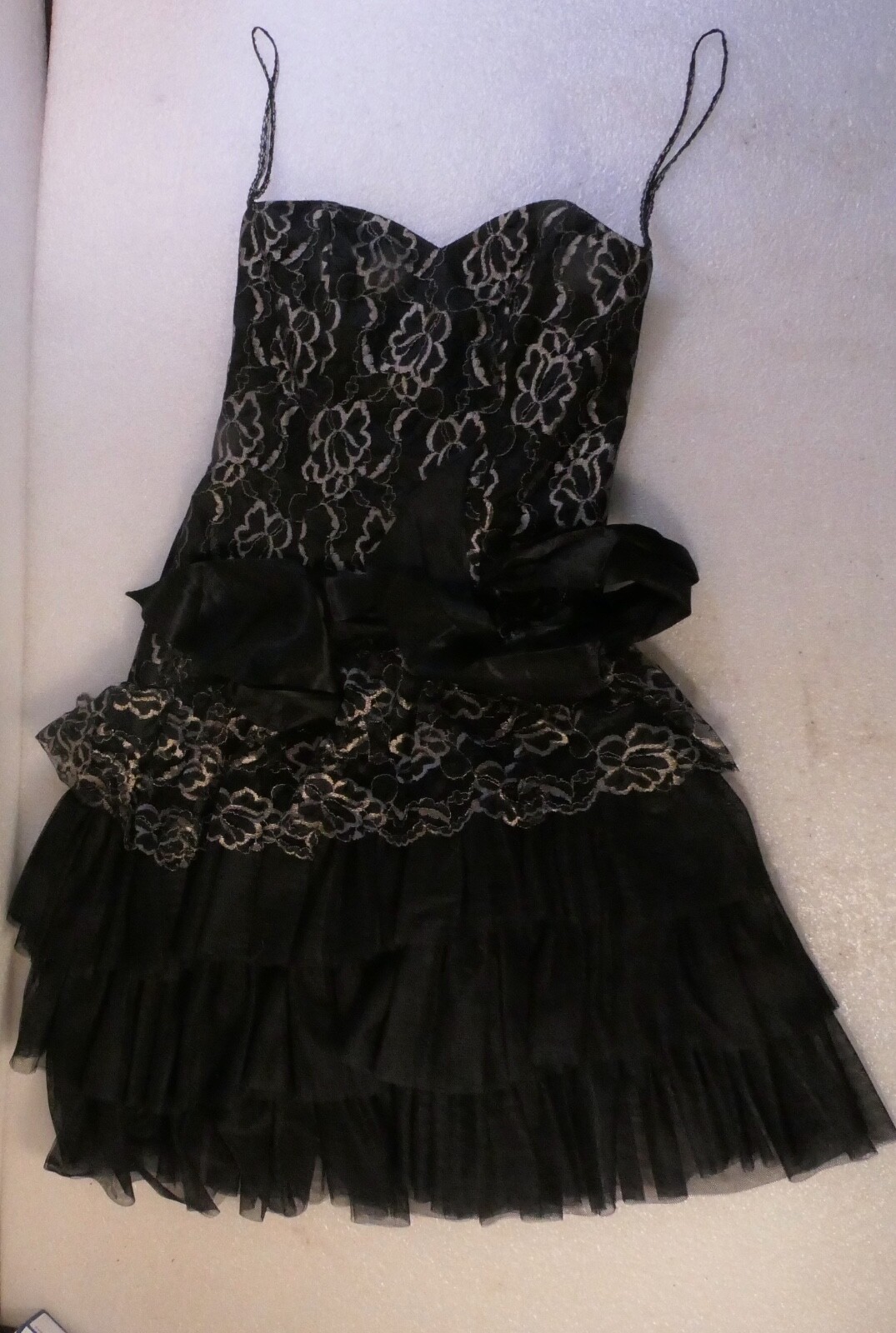 VINTAGE WOMANS 1950’S ROCK N ROLL PUNK CHIFFON DRESS BLACK FLORAL SIZE ?