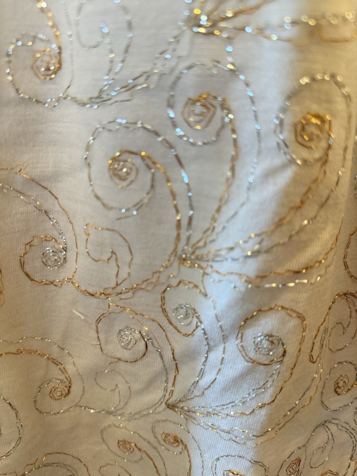 60s Vintage Mary Roberts Boxy Winter White Dress with gold Metallic Thread