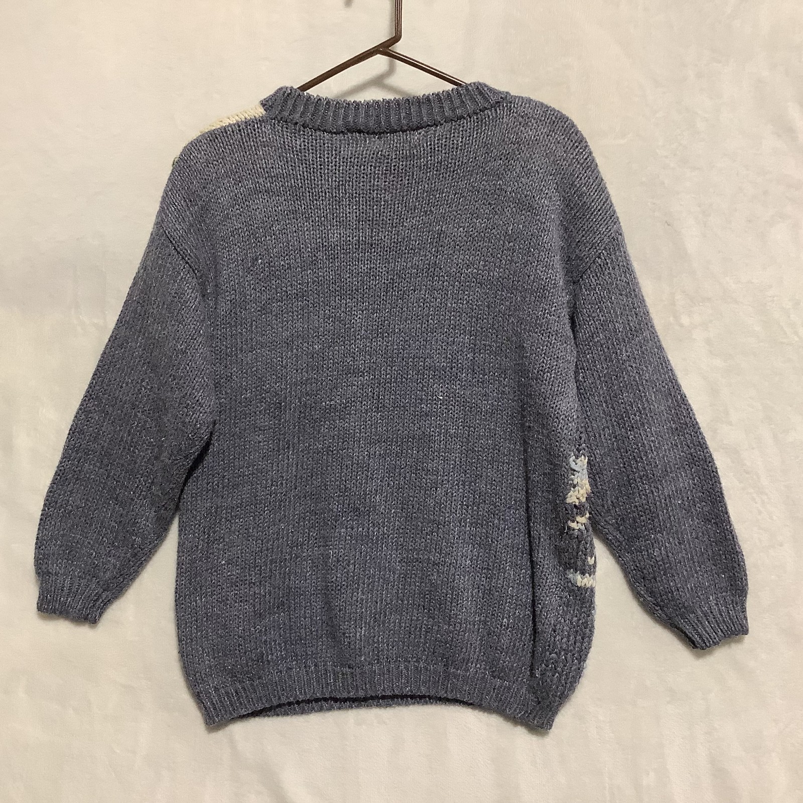 VTG Needles & Yarn Knit Sweater Floral Embroidered Crocheted Sz L Grandma Granny