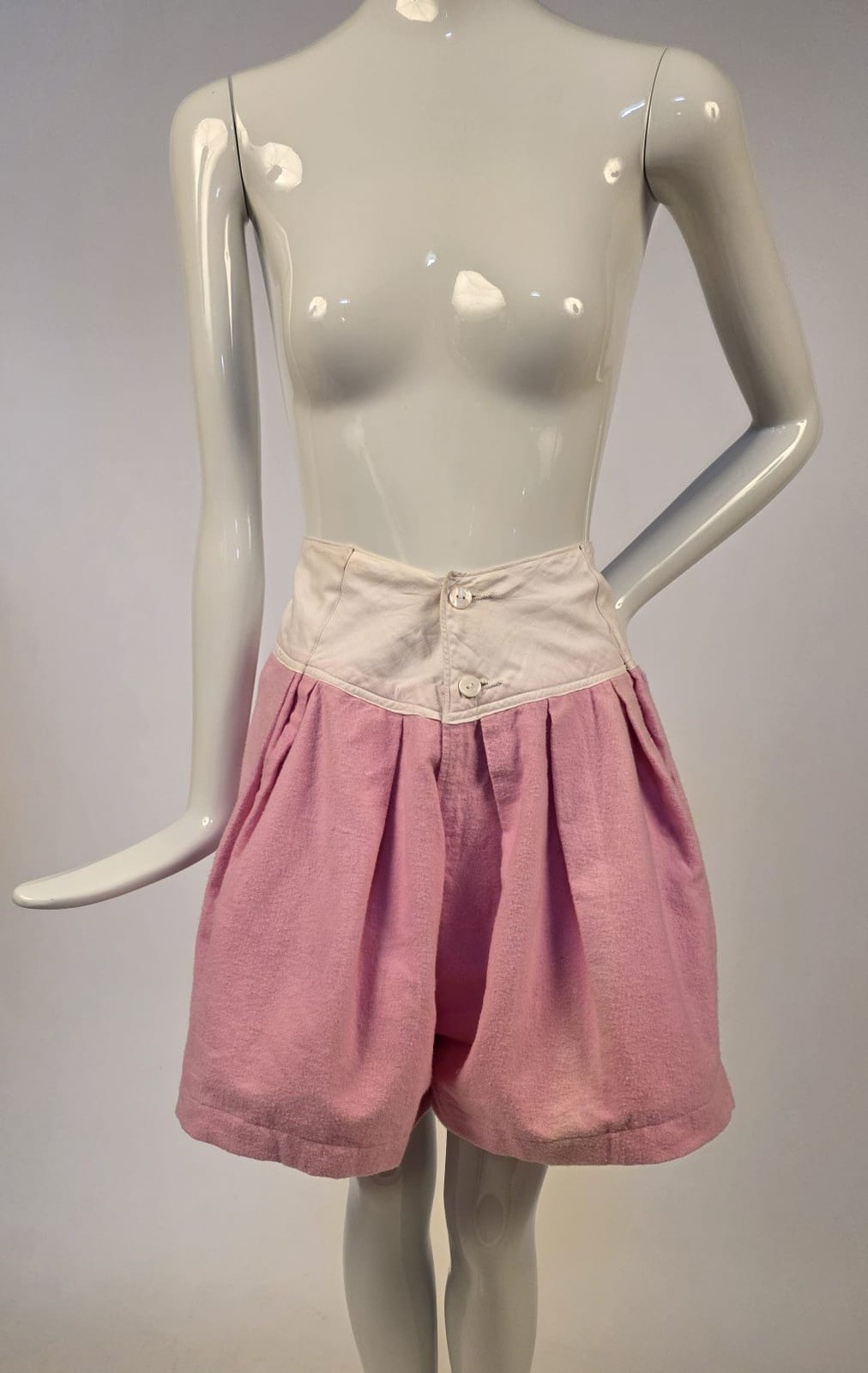 ANTIQUE EDWARDIAN PINK FELTED WOOL SHORTS W FLARE LEG
