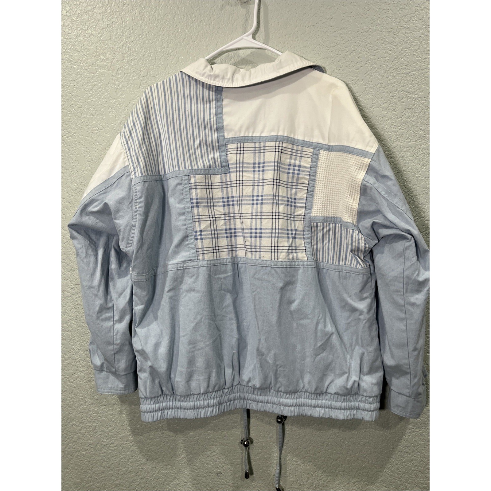 Izzi 90s Patchwork Jacket Womens Sz L Blue Anorak Colorblock Retro Windbreaker