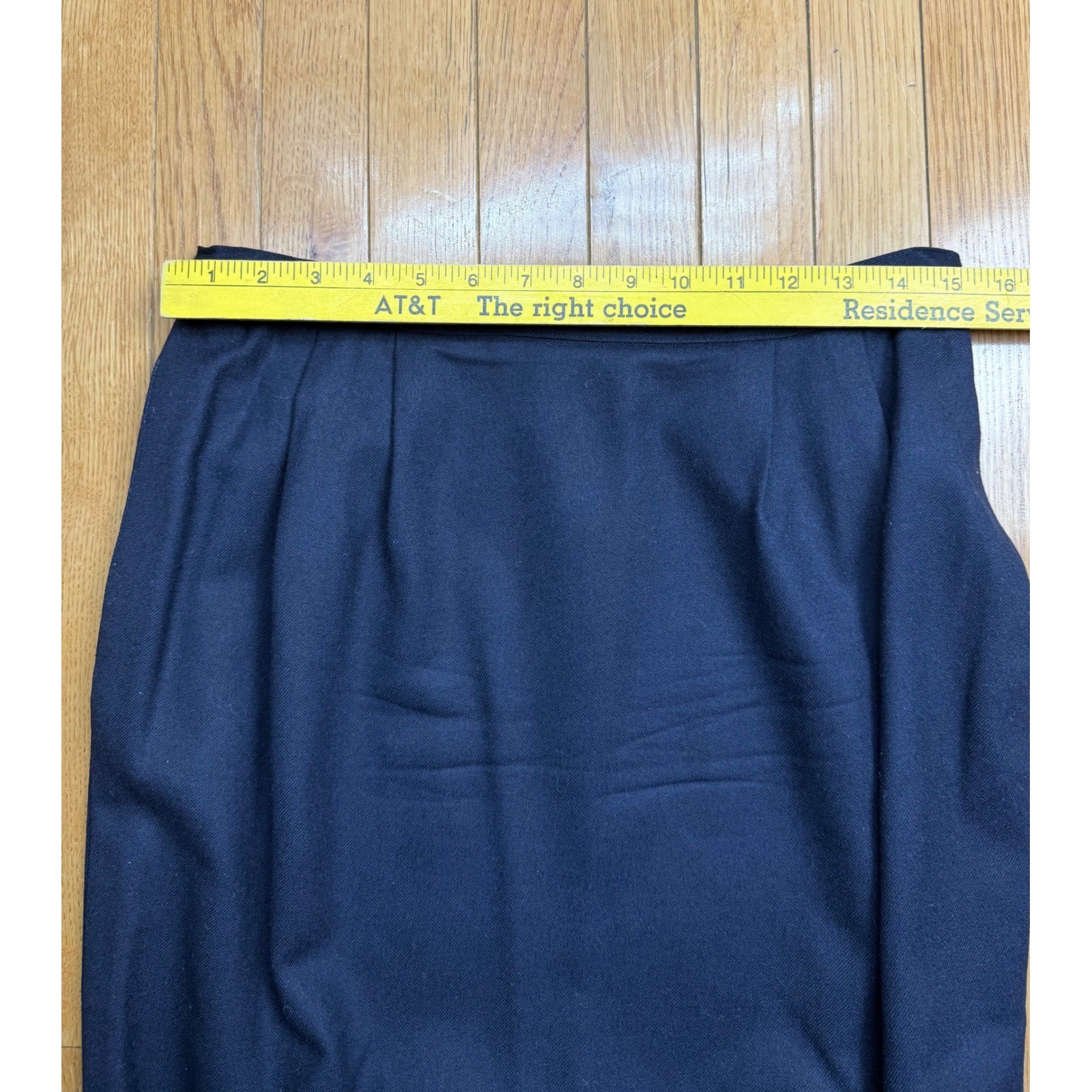 Bretton Place Navy Blue Worsted Wool Midi Pencil Skirt Vintage USA Made Size 14