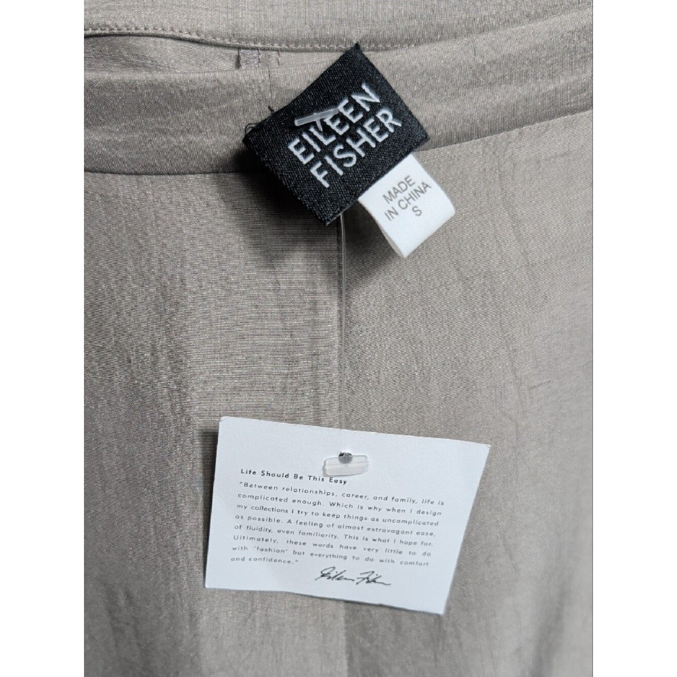 Vintage 90s Eileen Fisher Wide Leg Silk Pants Taupe NWT Small Old Money Luxury