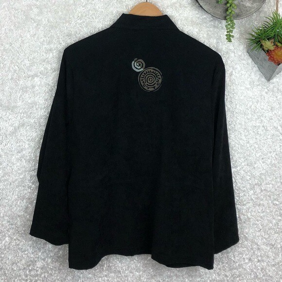 Vintage Wearable Art Maxi Dress Jacket Set Black Microsuede Y2K 1999 Size M