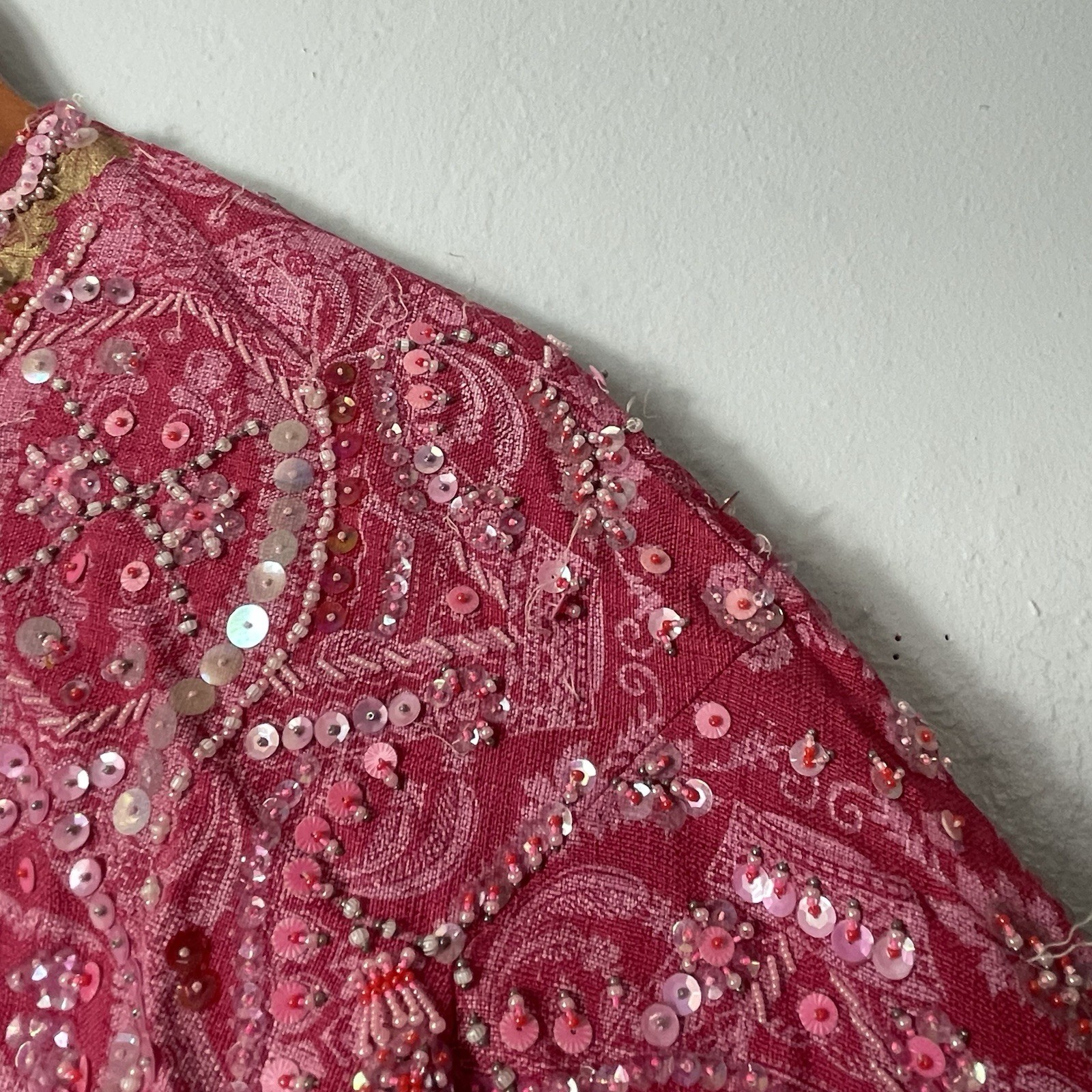 Bonwit Teller True Vintage Sequined Pink Womens Top Small Embellished Rare