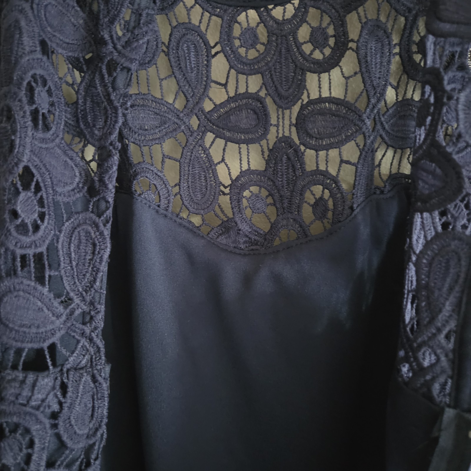 NWT Vtg Jump Apparel by Wendy Chaitin Navy Lace Dress USA 5/6 Floral Evening