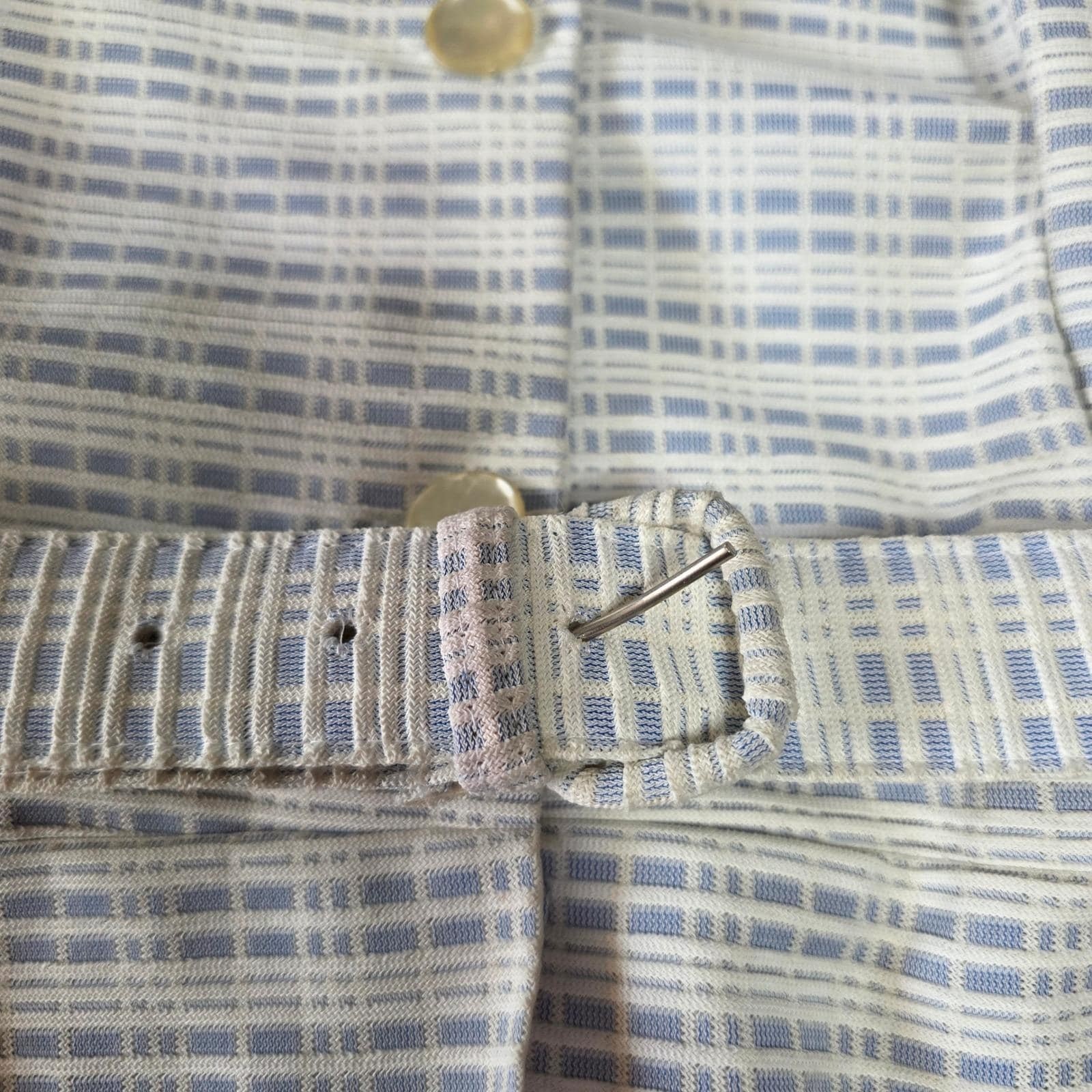 Shelton Stroller Vintage 50s Shirt Dress Belted White Blue Size 18 1/2