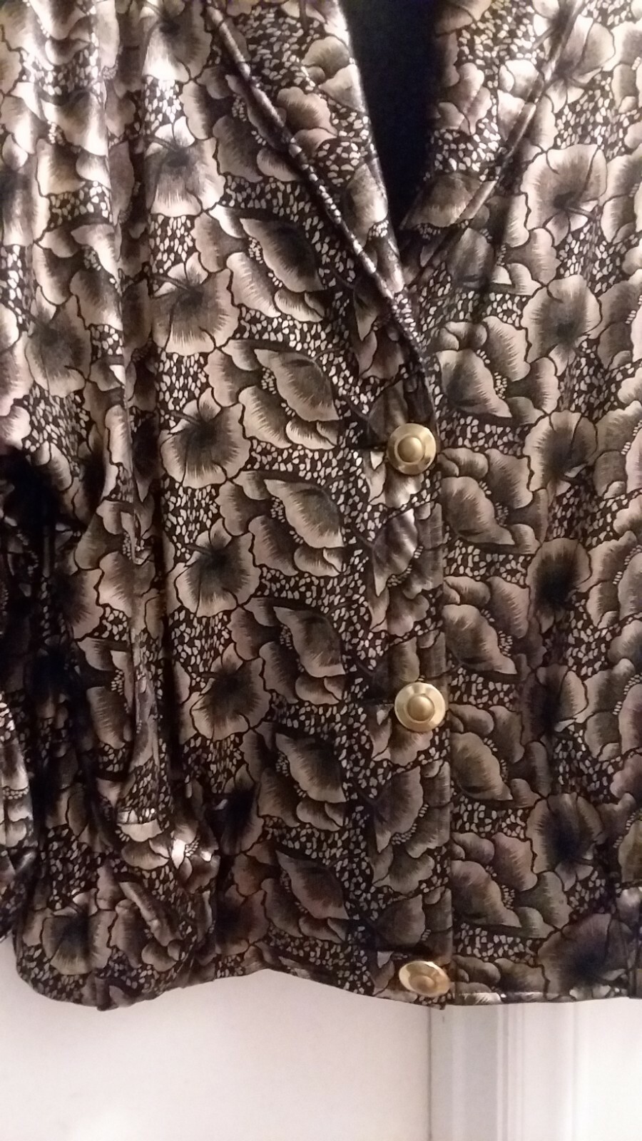 Vintage Nicole J Farah SOFT Packable Gold Metallic Floral Jacket J-Farah XL