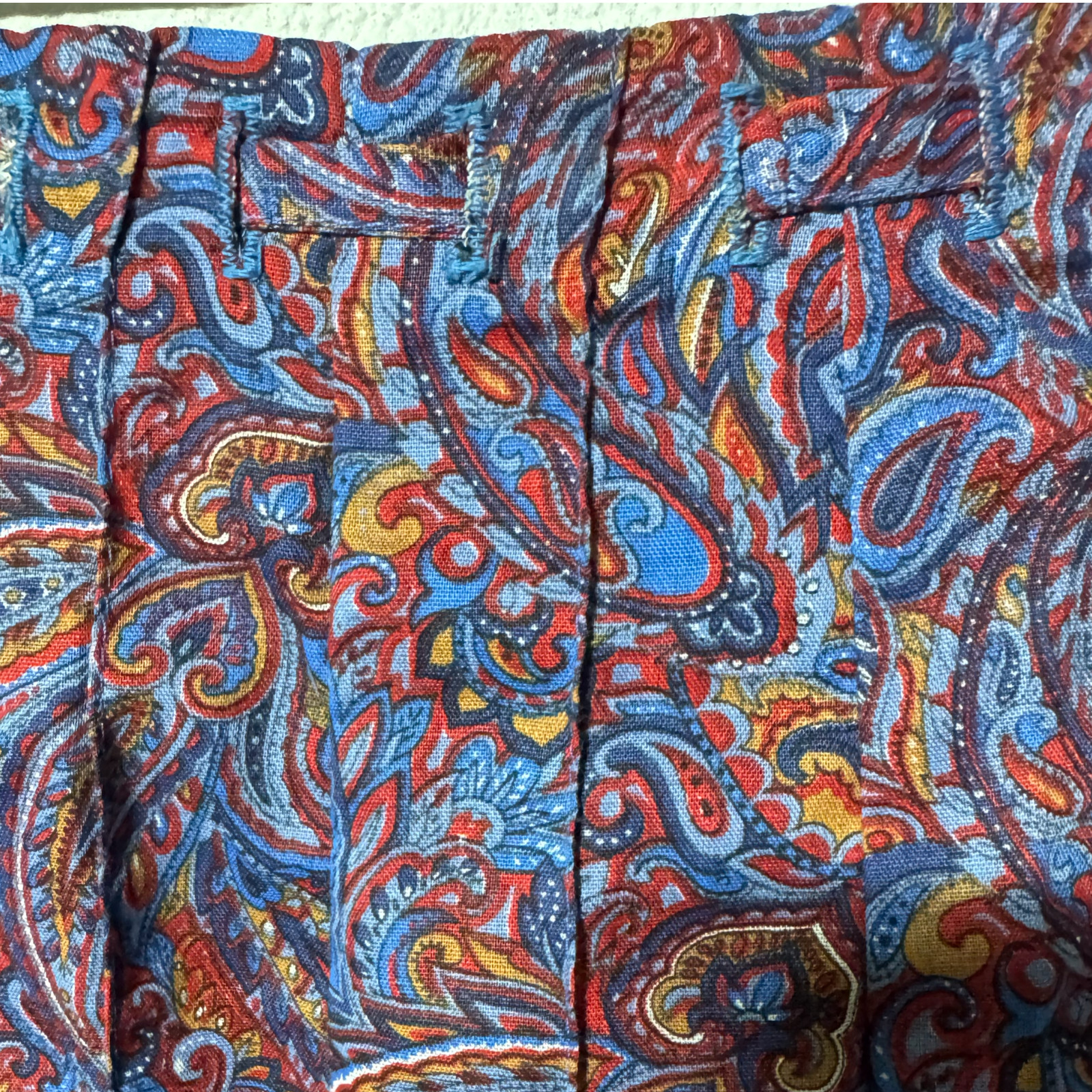 Vtg 60s Herman Geist Jewel Tone Paisley Pleated Button Up Midi Skirt Small 10