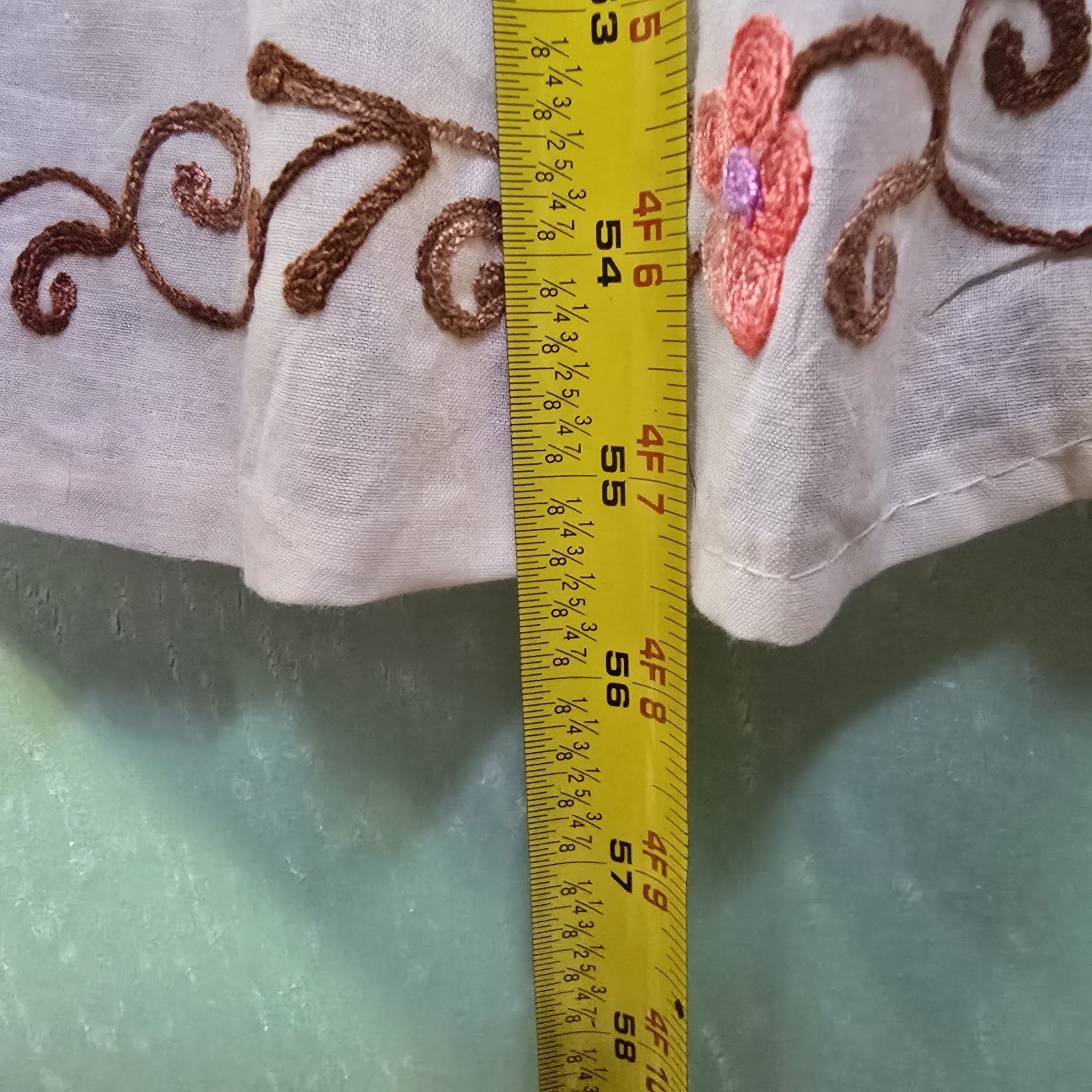 Embroidered Floral Multi-Colored Kaftan Pull-over Dress India Made Cotton 56 NWT