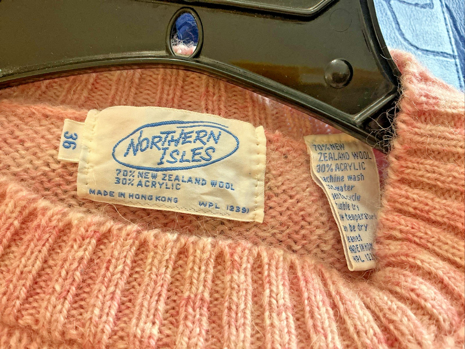 Vintage Women’s Northern Isles Pink New Zealand Wool Monogrammed „MVM” Size 36