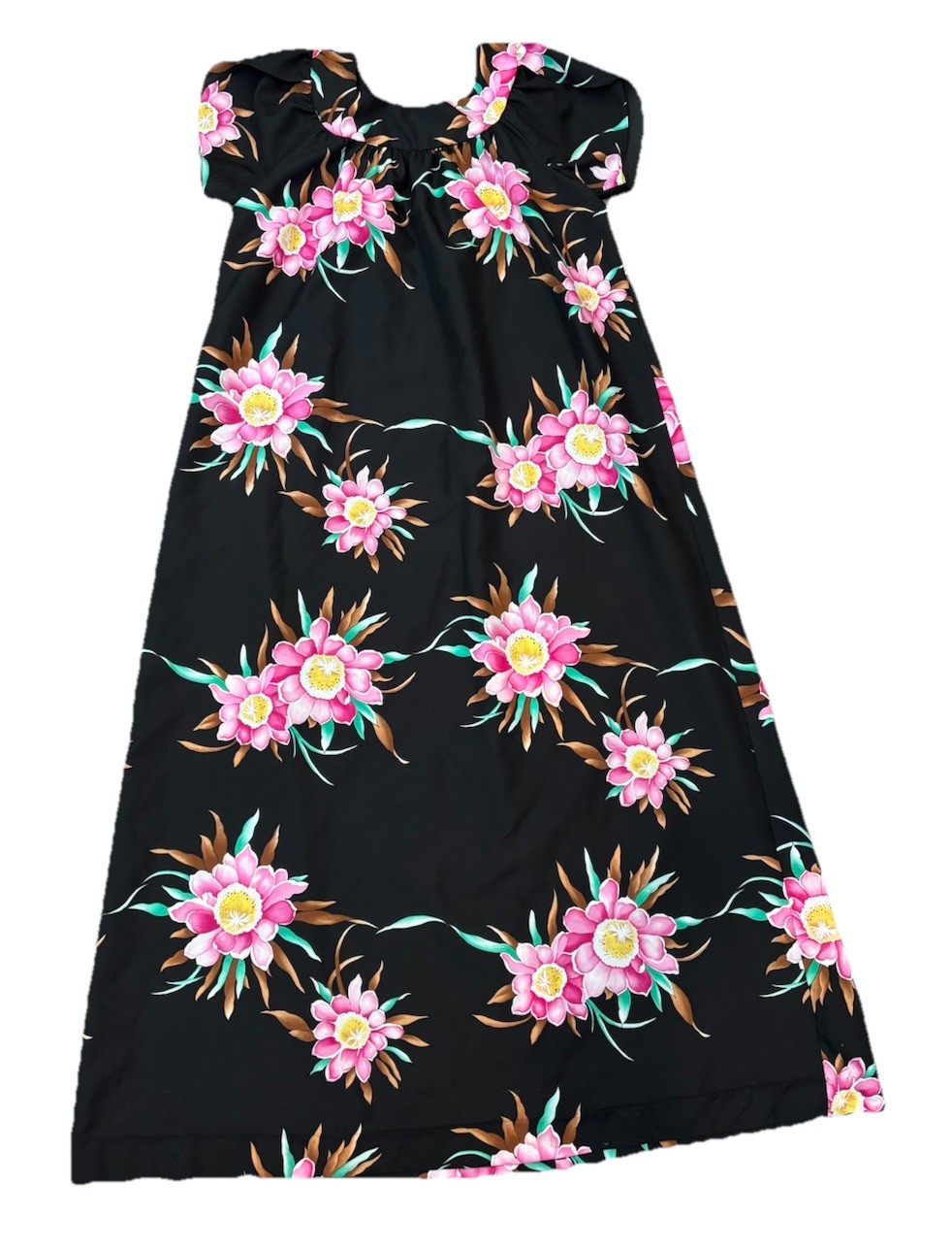Vintage 70’s Hilo Hatties Floral Hawaiian Muu Muu Maxi Dress Women’s Medium
