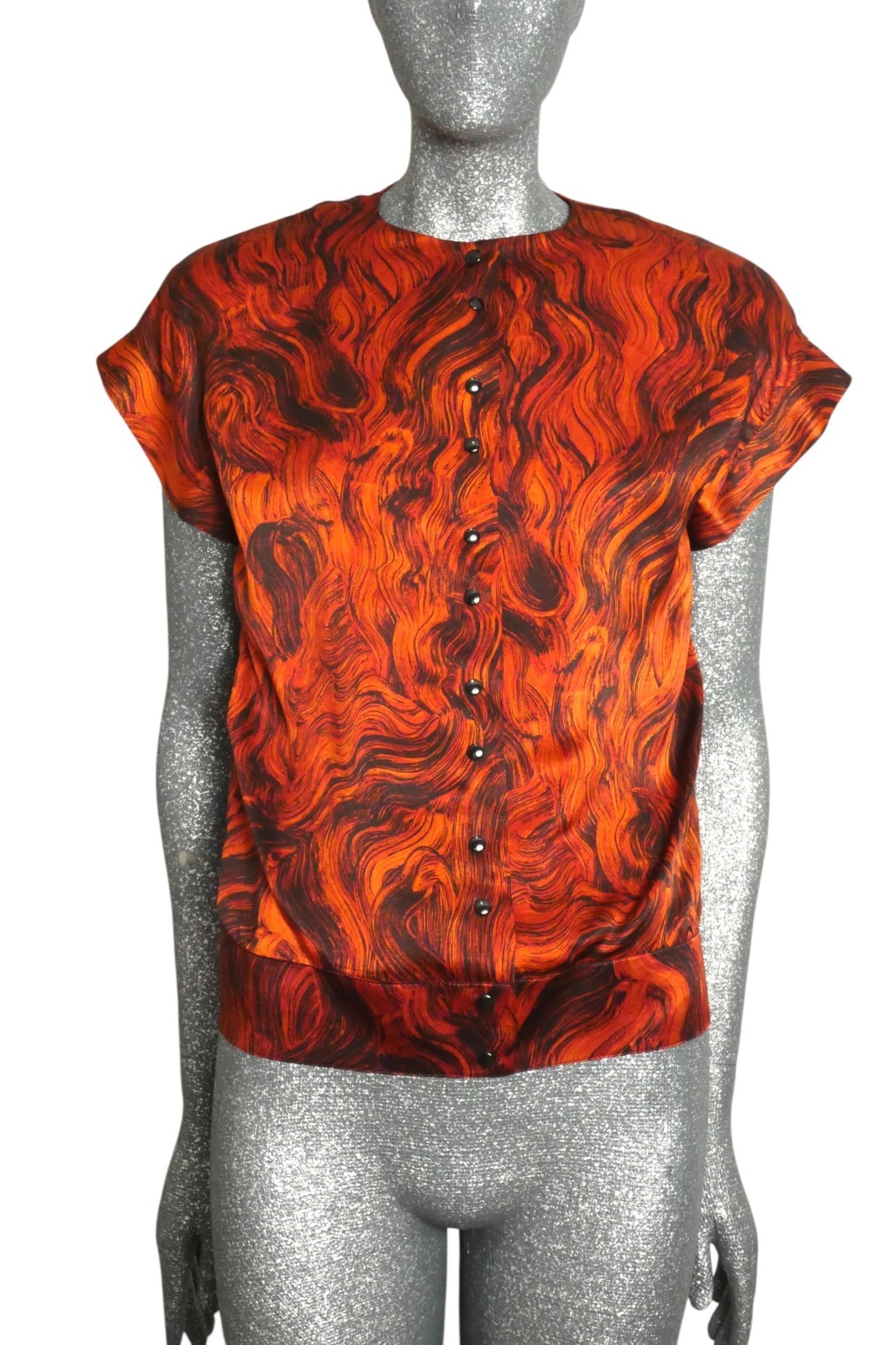 PIERRE CARDIN – 1980s Orange Printed Satin Ensemble, Size-6