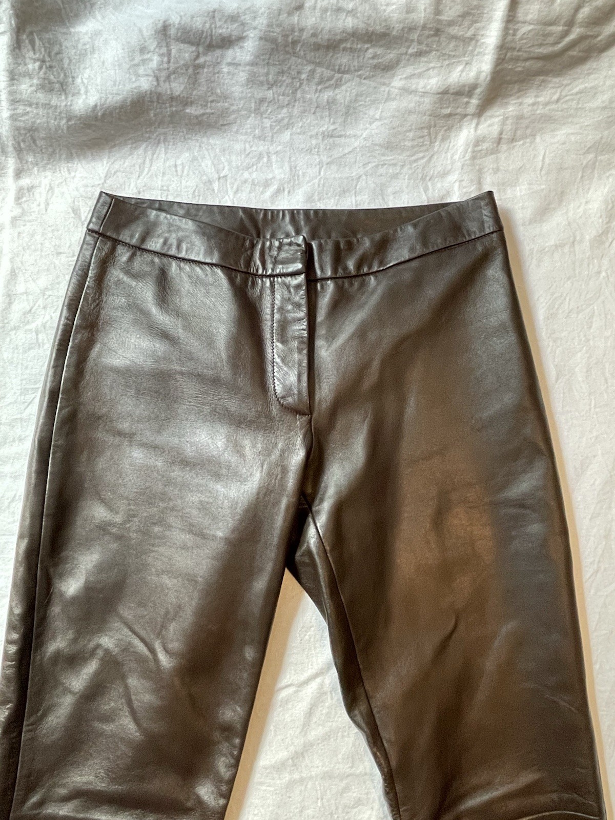 Vintage Y2K VS2 by Vakko Chocolate Brown Lambs Leather Pants Bootcut Size 2