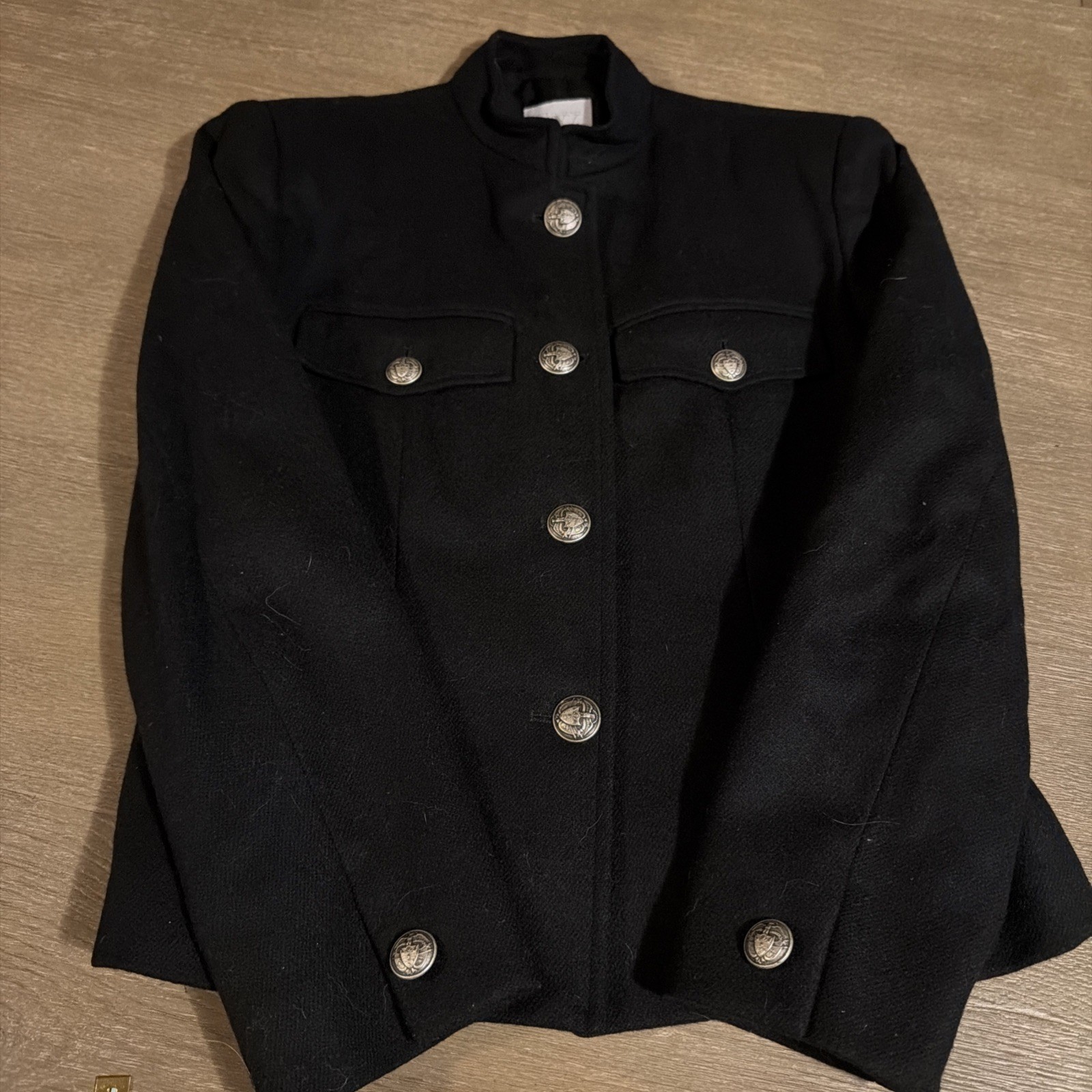 Clifford & Wills Vintage 90s Black Wool Military Style Jacket Blazer medium