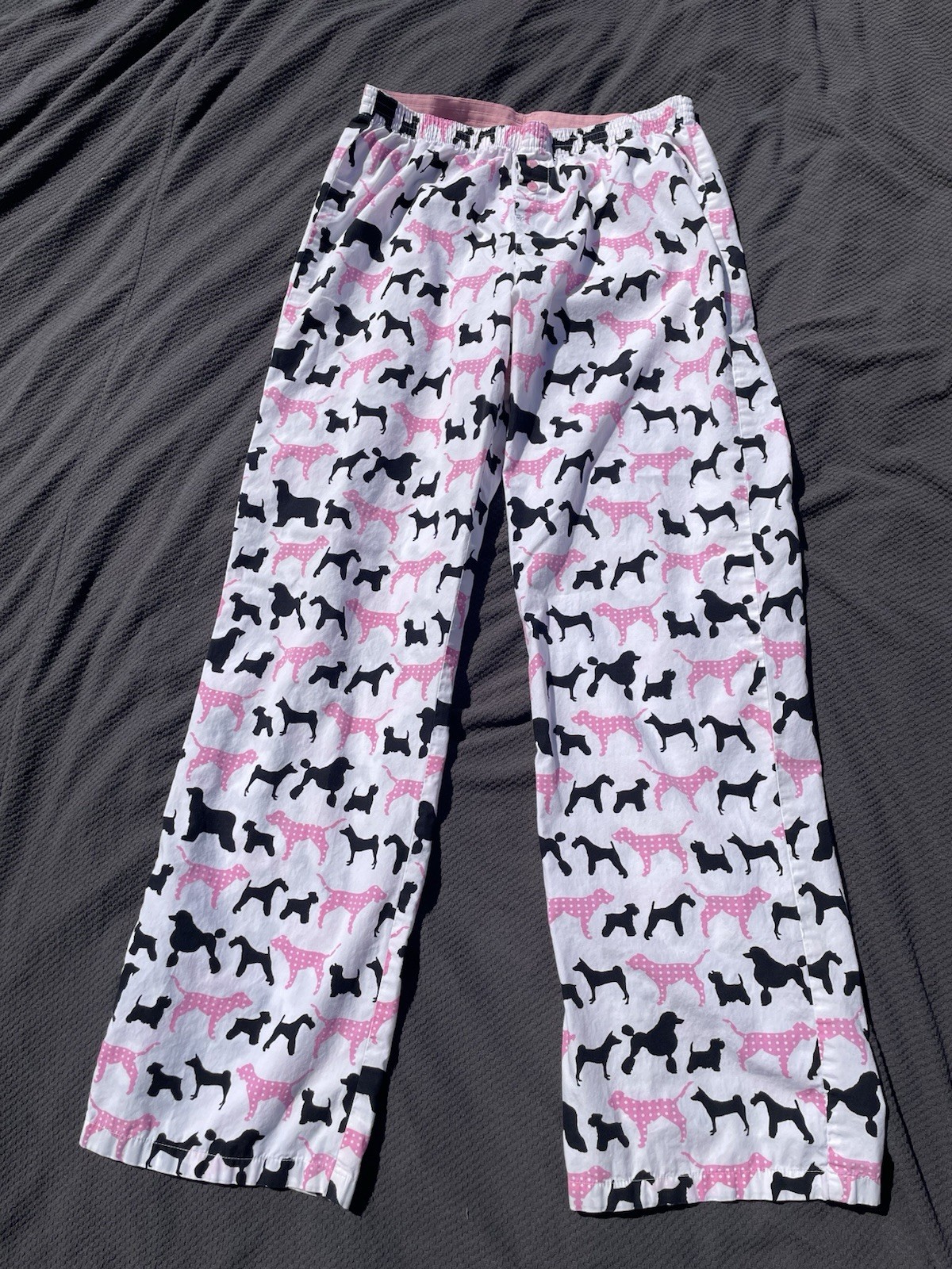 PINK Victoria’s Secret dog print pajama pants Vintage Y2K polkadot pink white PJ