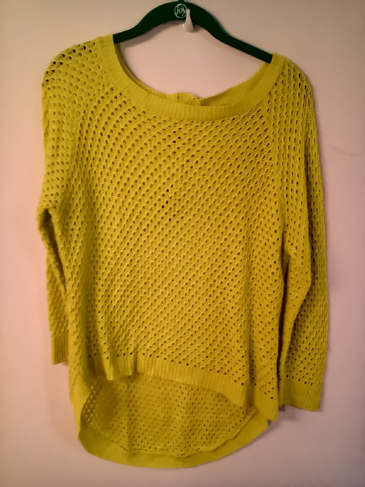Vtg Allen B by Allen Schwartz green sweater high low hem zip in back boat neck