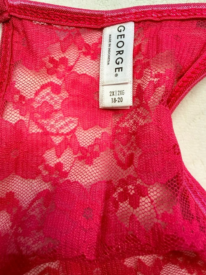 George lace nightgown Womens 2XL (18-20) babydoll magenta pink Intimate Lingere
