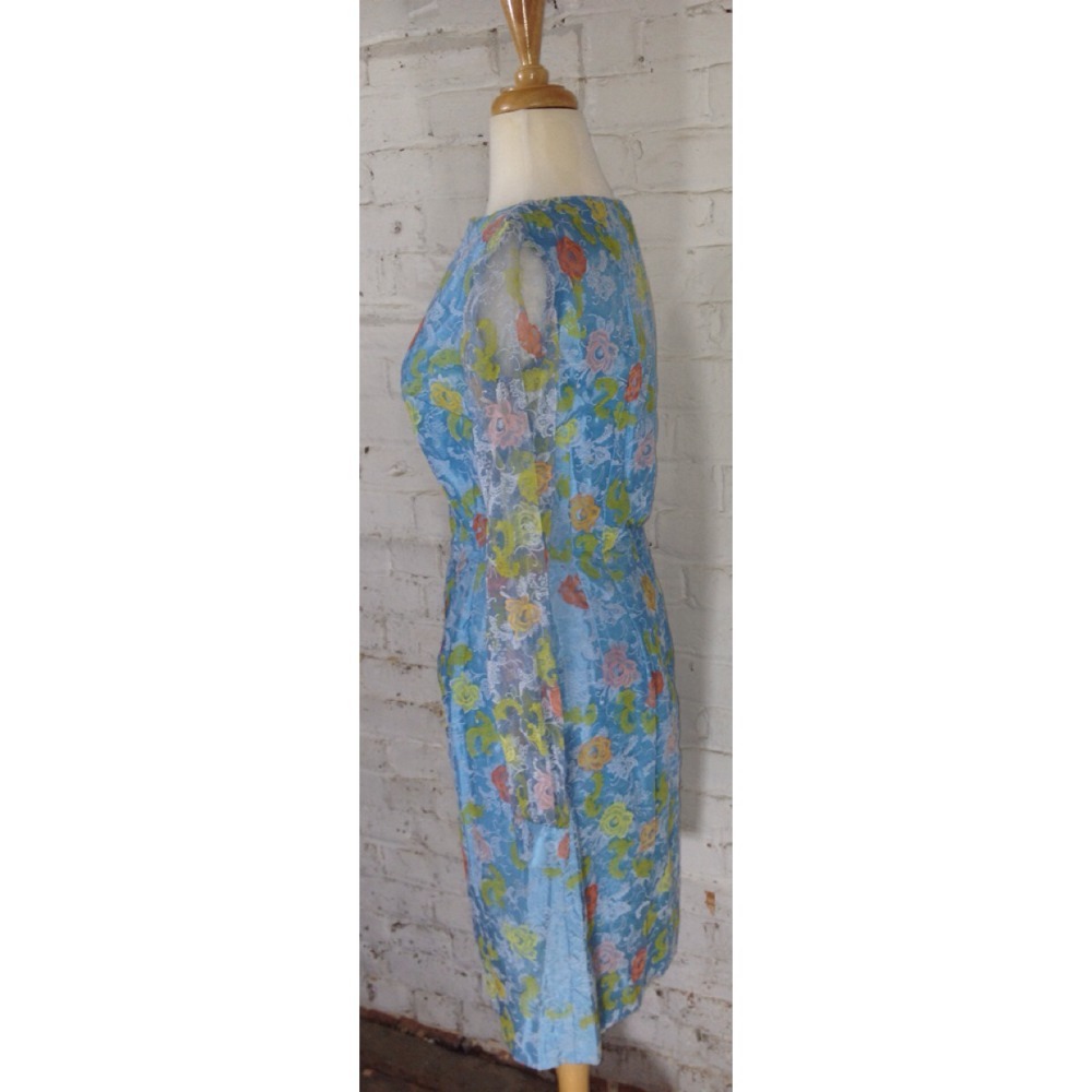 Vintage 40’s 50’s Dress Roses MOD Velvet Floral Pattern Garden Tea Party OOAK
