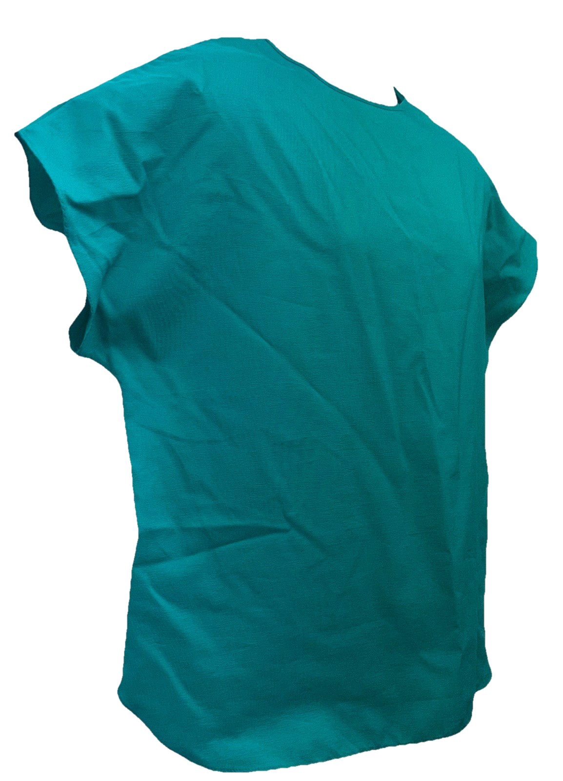 VTG Lauren Lee Women Size M Short Sleeve Button Keyhole Closure Top Chiffon Teal