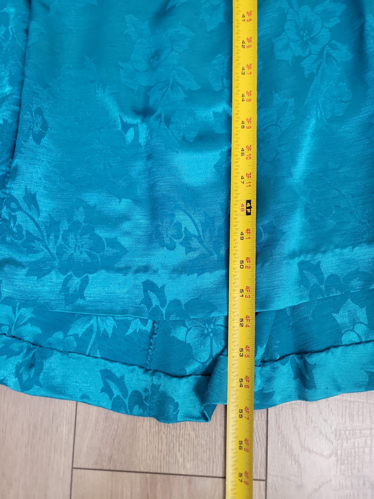 VTG 80s Emerald Satin Ball Gown Puff Sleeve Prom Formal Evening Dress Bow #1