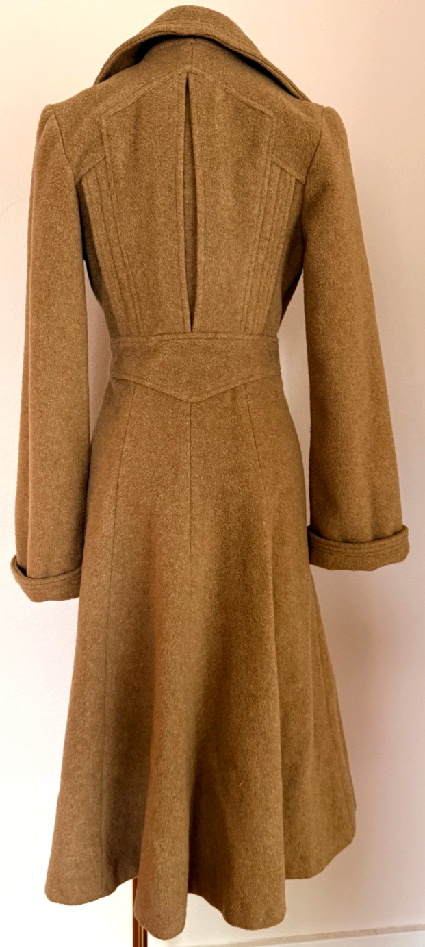 Vintage Camel Wool Belted Coat Tailored Fit & Flare Minimalist Quiet Luxury 70’s