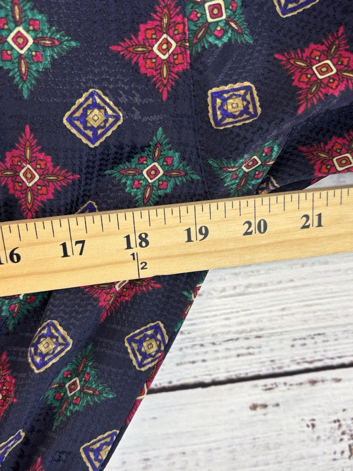 Vintage Leslie Fay Dress 8 Navy Belted Geometric Faux Wrap Stunning! Pinup Retro