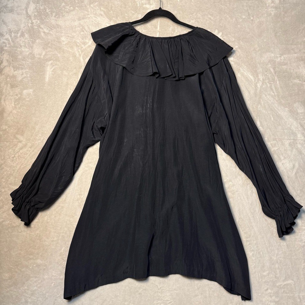 Vintage Romantic Gothic Tunic Mini Dress Aries Woman Black Rayon