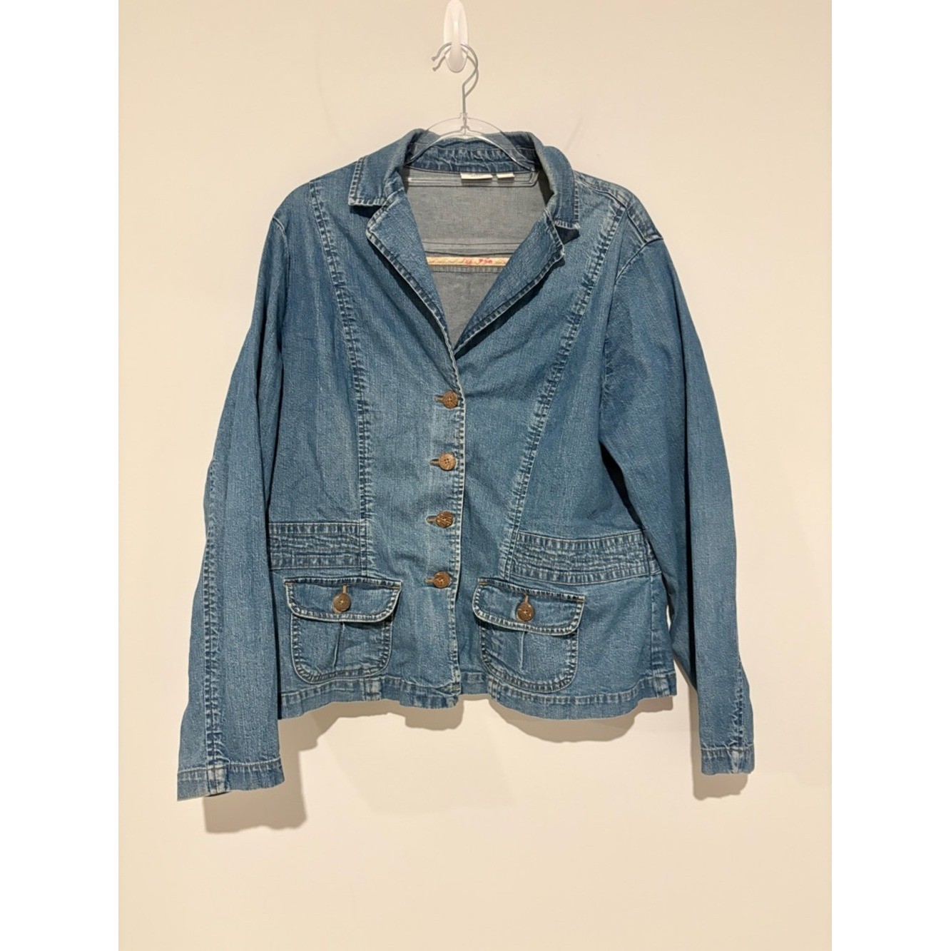 Cato vintage floral lining button front denim jacket size 18/20W