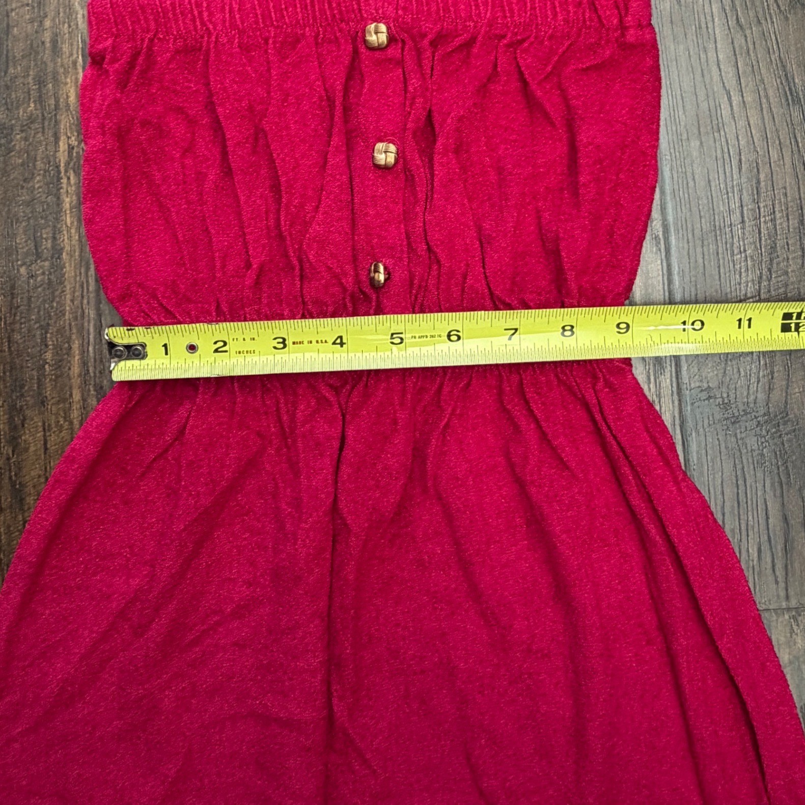 Vintage Red Terry Strapless slit Maxi Dress Small 1970’s Boho Hippie Festival