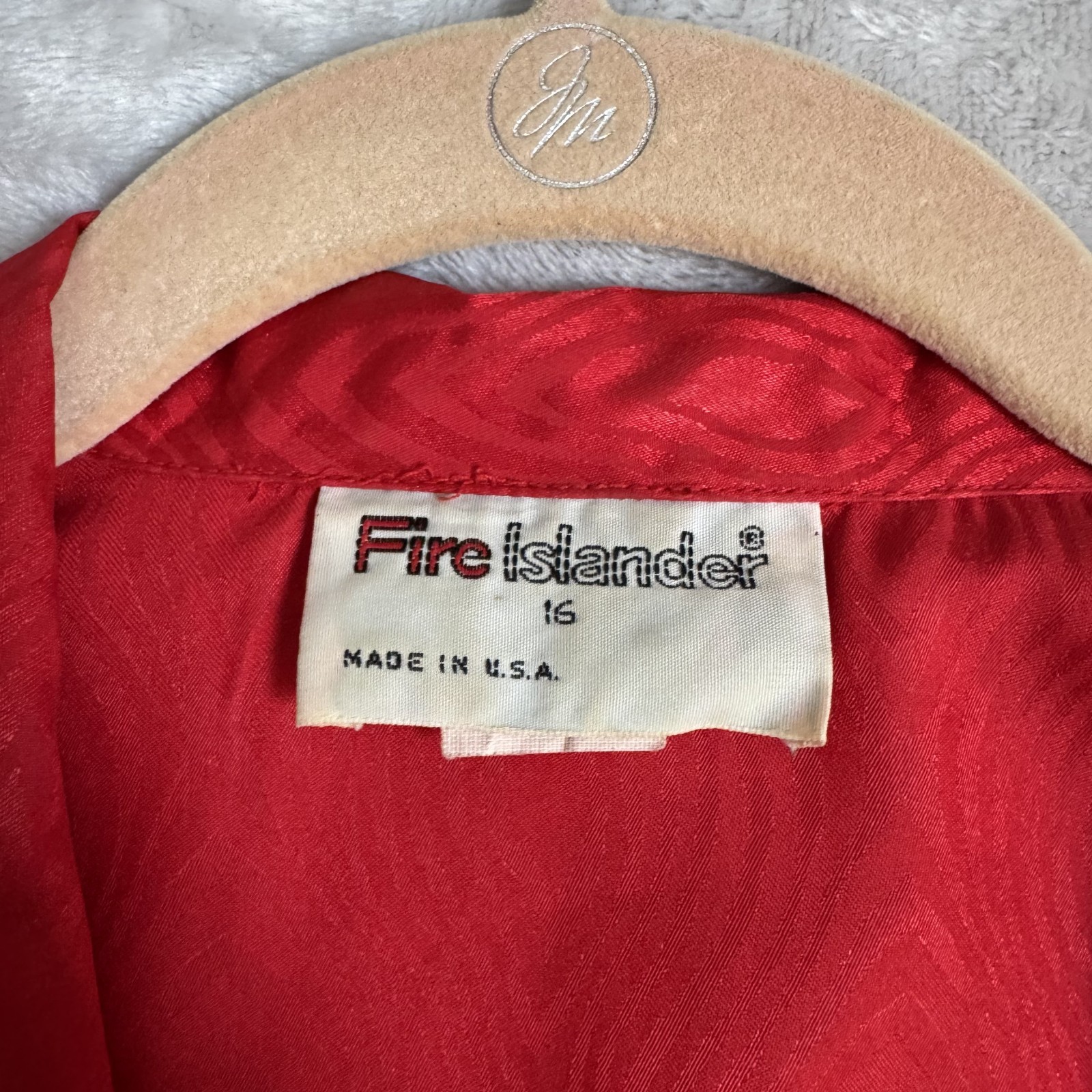 Vintage Red Satin VNeck Button Up Blouse Womens 16 Button Up 80s Retro USA Made
